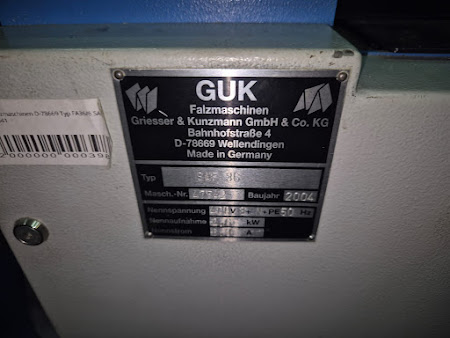 Фальцовка GUK зарядка(GUK Falzmaschinen D-78669 Typ  SAF 36 s/n 47542)